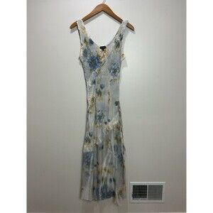 Komarov Light Blue Floral Watercolor Slip Dress Sz M Ice Fairy Romantic Y2K